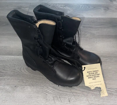 Black Combat Boots/Mildew/Water Resistant/Direct Molded Sole/NS/8-93/Men's 6.5W - Image 1 of 4