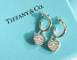 Tiffany & Co. Return to Pierced Earrings Diamonds SV925 Authentic w/Box from JP - Picture 1 of 8