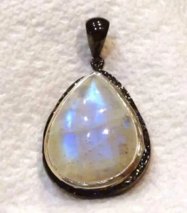 Increíble colgante Rainbow A+ MOONSTONE .925 plata de ley y calidad rodio 47 mm - Imagen 1 de 6