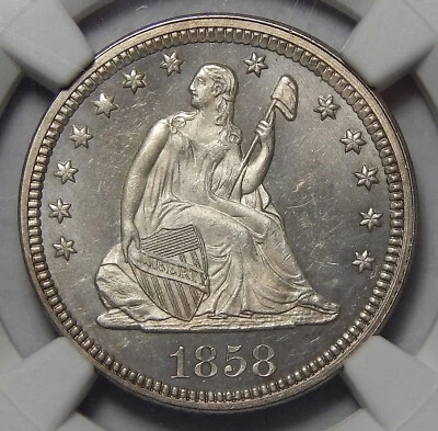 1858 NGC MS66 SEATED LIBERTY QUARTER - Image 1 of 4