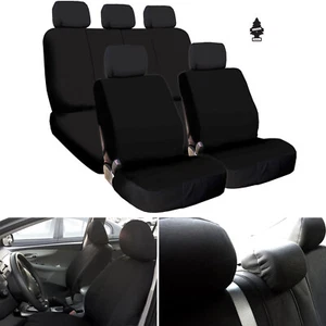 For Mitsubishi Car Truck SUV Seat Covers Full Set Black Flat Cloth Universal Fit - Picture 1 of 9