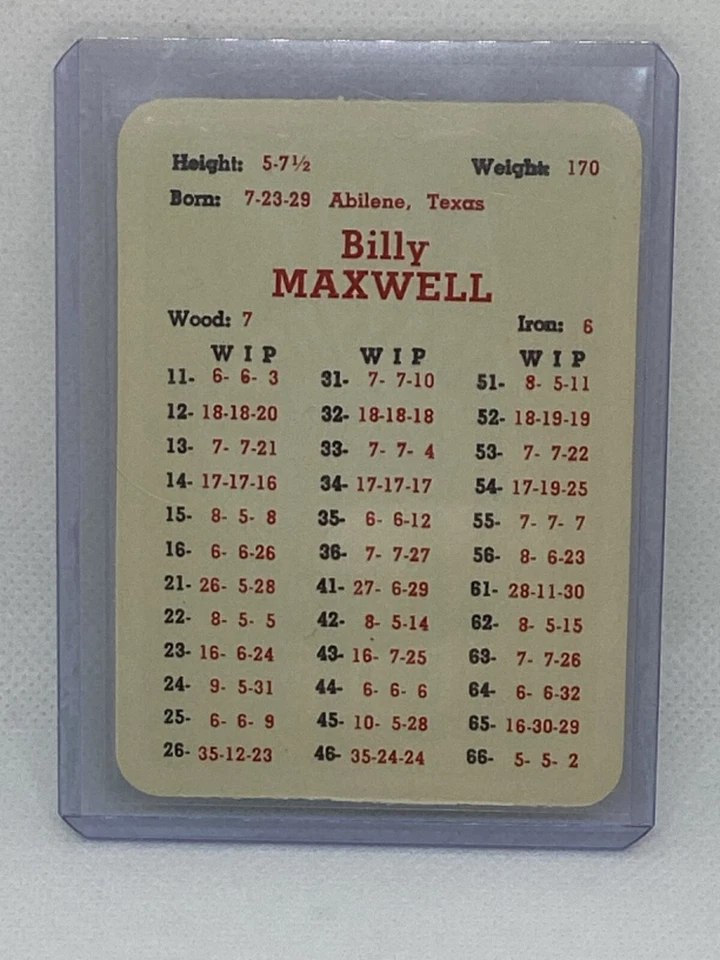 Juego de golf profesional APBA 1962 Billy Maxwell Foto 1 de 2