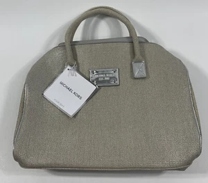 NWT Michael Kors Stunning Spring Tote Handbag Light Beige Capsule Logo Silver - Picture 1 of 9