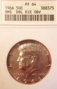 PROOF 1966?!? OLD SOAP BOX ANACS PF-64! DOUBLE DIE OBVERSE 1966 SMS KENNEDY HALF - Picture 1 of 3
