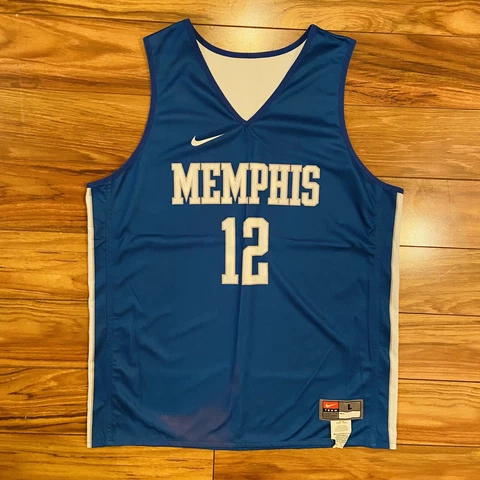 Men's Nike #12 Royal Blue Memphis Tigers Reversible Basketball Jersey Size L Cover