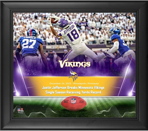 JEFFERSON, JUSTIN Framed (VIKINGS/SEASON REC YARDS) 15X17 COL Cover