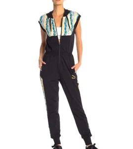 Puma X Coogi Sweatshirt Jumpsuit Romper Womens XS Black Blue Knitted Hoodie - Picture 1 of 11