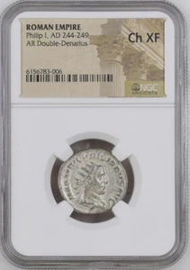 Philip I, AD 244-249 ROMAN EMPIRE AR Double-Denarius NGC Grade Ch XF - Picture 1 of 5