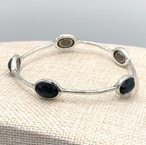 IPPOLITA ROCK CANDY Station Five Hematite Hammered Style BANGLE Sterling Silver - Picture 1 of 12