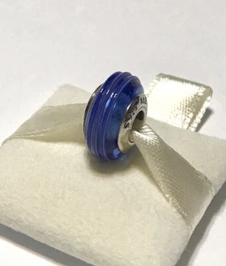 Ciondolo Vetro di Murano Nastro Blu Turbinet Pandora Argento S925 ALE + Scatola 790612 - Foto 1 di 8