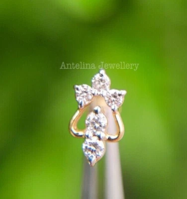 0.50Ct SimulaDiamond Round Cut Screw On Nose Pin 14K Yellow Gold Plated - Image 1 of 3