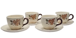 Metlox Poppytrail Woodland Coffee Tea Cups with Saucers Stoneware MCM USA Made - Picture 1 of 15