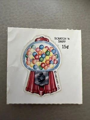 Vintage 1983 Hallmark Scratch and Sniff Bubble Gum Machine Sticker Strip - Image 1 of 3