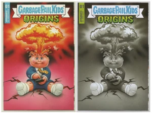 Garbage Pail Kids Origins #1 Trading Card Color & B&W 1:10 Variant SET Lot 2022 - Picture 1 of 3