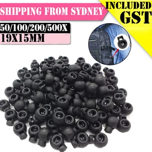 UP 500X Black Paracord Cord Lock Clamp Accessories 2 Hole Toggle Clip Stopper AU - Picture 1 of 11