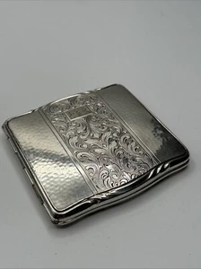Zigarettenetui Hoka alt versilbert innen vergoldet Florales Muster Etui - Bild 1 von 6
