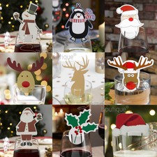 Christmas Glass Decorations / Place Name Cards x 10 - Xmas Party Table Settings