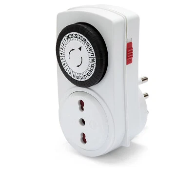 BES Presa Elettrica Temporizzata 24h Programmatore Meccanico Spina Analogica Bianca