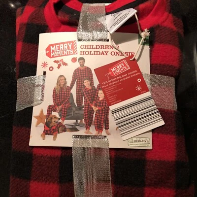 NUEVO CON ETIQUETAS ~ Traje de Navidad Niños Grande (12) Buffalo Cuadros Holiday Union Pijama 1 pieza Foto 1 de 4