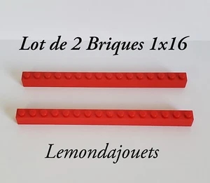Lego 2465 Lot 2 x Pièces Brique 1 x 16 Brick 1x16 Rouge Red 16x1 - 1x16 246521 - Picture 1 of 7