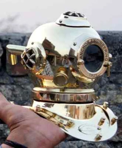 6 Inch Anchor Mini Diving Helmet U.S Navy Mini Divers Helmet Mark V Solid Brass - Picture 1 of 6