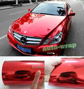 Entire Car Wrap - Flat Glossy Mirror Chrome Red Vinyl Sticker 65FT x 5FT AC - Bild 1 von 5
