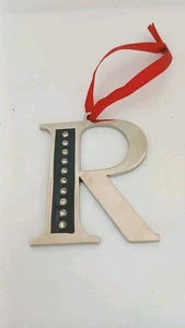 Harvey Lewis ~ Lettera "R" Ornamento Metallo Argento con Cristalli Swarovski - Foto 1 di 3