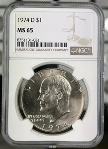 1974 D Eisenhower Dollar bewertet von NGC MS65 GC389 - Bild 1 von 2