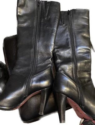 Sexy botas de tacón hasta la rodilla de cuero negro talla 7,5 Nina. Nunca usado Foto 1 de 4