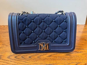 Bolso Bandolera Badgley Mischka Negro Acolchado Cuero Vegano Imitación Perla Nuevo - Imagen 1 de 6