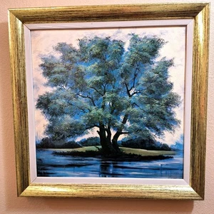 Vintage Der Baum des Lebens Druck Margaret Gare Rinden blau grün selten 16"x16" - Bild 1 von 11