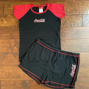Vintage Coca-Cola offiziell lizenziertes Pyjama-Set Größe XL Oberteil & Unterteil 100 % Baumwolle - Bild 1 von 10