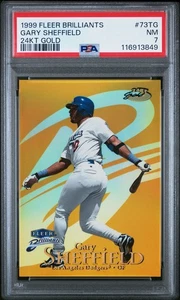 1999 FLEER BRILLIANTS 24KT GOLD REAL #73 GARY SHEFFIELD SP #24/24 PSA 7 NM POP 1 - Picture 1 of 2
