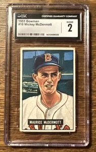 1951 Bowman #16 Maurice Mcdermott - Red Sox - CGS 2 - Graded Good Vintage Card - Picture 1 of 2