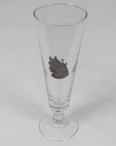 Busch Gardens Souvenir Stemmed Beer Glass with Pewter Clydesdale Horse Emblem - Picture 1 of 5
