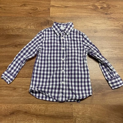 Camisa con botones Crewcuts para niños púrpura blanco a cuadros manga larga talla 4-5 XS J.Crew Foto 1 de 4