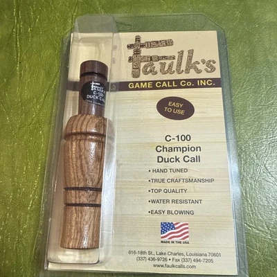 Faulks Deluxe Champion Duck Call 100 Wood In Package Lake Charles Louisiana USA - Image 1 of 4