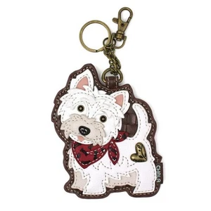 Key Ring/Bag Charm with coin purse - Westie - Faux Leather - Picture 1 of 3