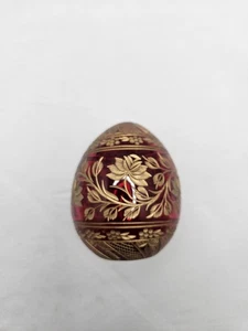 Vintage Faberge Egg Russian Ruby Red Glass St Petersburg Roses Flowers - Picture 1 of 18