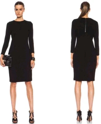 VINCE Bodycon Dress Sz S Black Knit LBD 3/4 Sleeve Back Zipper Quiet Luxury  - Image 1 of 4