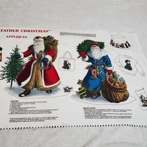 Vintage Cranston Santa Father Christmas Applique Craft Fabric Wearable Art Panel - Picture 1 of 6