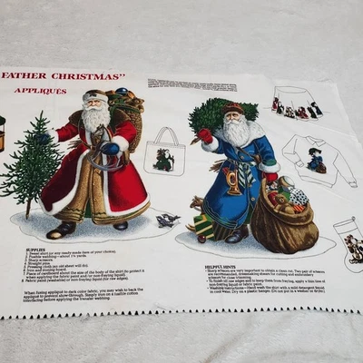 Vintage Cranston Santa Father Christmas Applique Craft Fabric Wearable Art Panel - Image 1 of 4