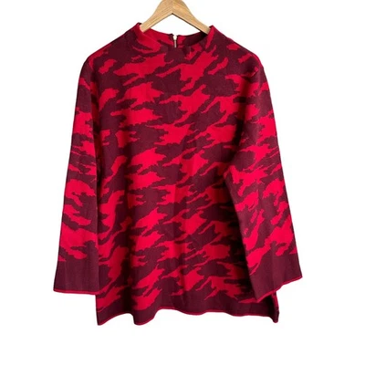 Suéter Chico's Para Mujer Cremallera Trasera Cuello Simulado Rojo Vacaciones Talla 3 XL  Foto 1 de 4