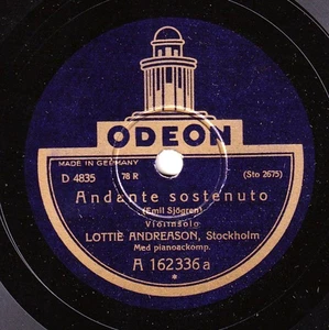 Andreason. Sjögren (Andante sostenuto)+Kreisler(Tambourin) Odeon A 162 336 NM(-) - Picture 1 of 2