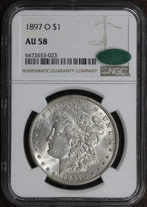 1897-O (AU58 CAC) Morgan Silver Dollar $1 PCGS - Better Date - Picture 1 of 2