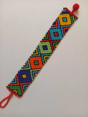 Zulu beaded Bracelet Multicoloured Handmade by Zulu Ladies South African  - Image 1 of 4