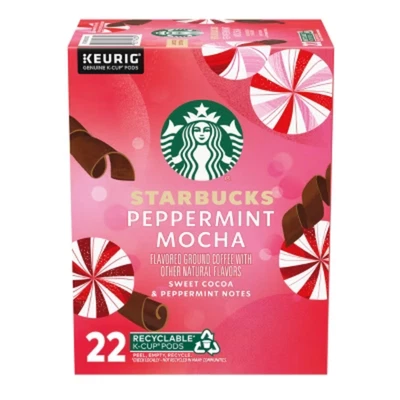 Starbucks Peppermint Mocha Light Roast Keurig K-Cup Coffee Pods - 22ct