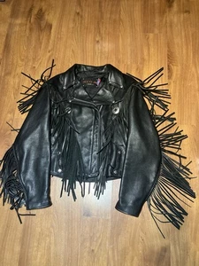Giacca vintage Schott Dur O Jac donna 14 frange pelle moto western USA - Foto 1 di 9