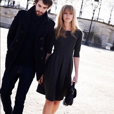 BODEN Gray Libby Dress Ponte Jersey Midi Classic Euro Preppy TALL US 8 UK 12 - Image 1 of 4