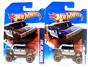 HOT WHEELS HW MAIN STREET '11 HUMMER H2 EL SEGUNDO POLICE ONE BLACK ONE BLUE NIP - Picture 1 of 3